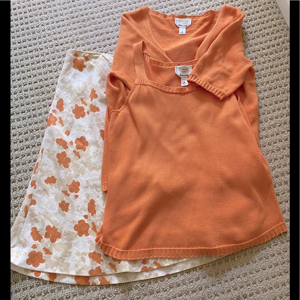 Cardigan and shell with skirt to match
